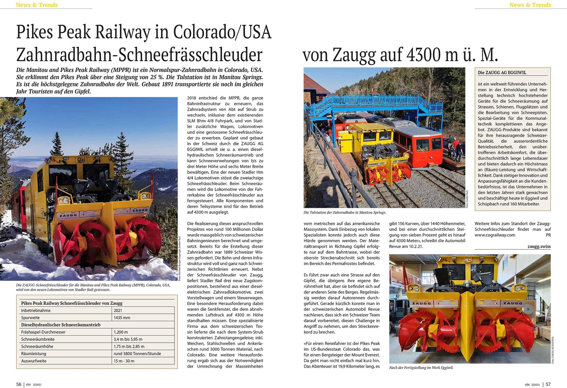 SI Seilbahnen International: Article Cog Railway, Colorado