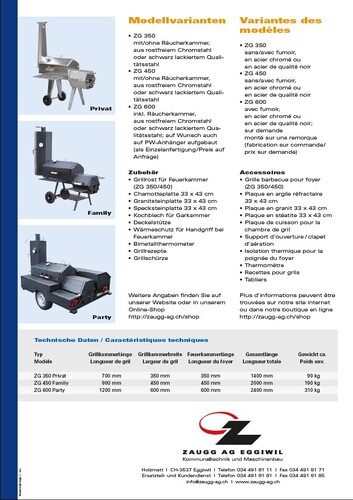 ZAUGG Grill / Smoker ZG 350